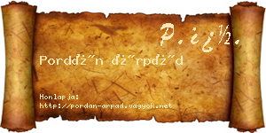 Pordán Árpád névjegykártya
