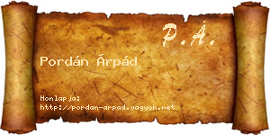 Pordán Árpád névjegykártya