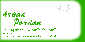 arpad pordan business card